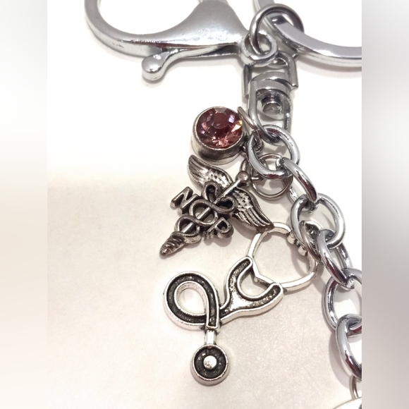 Silver NURSE PRACTITIONER Key Ring FOB Key Chain SHE BELIEVED SHE COULD SO SHE - Picture 2 of 3